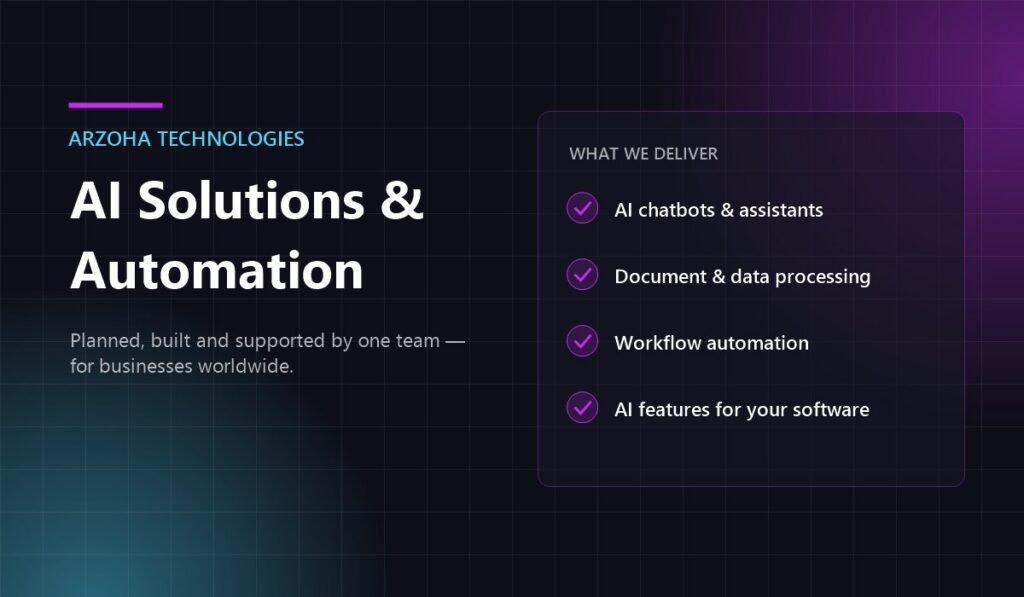 AI Solutions & Automation services by Arzoha Technologies